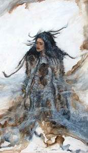 WOODSMOKE by C. KEVIN ATTER - warrior priestess art, sacred feminine, goddess art, druidess art, women's spiritual art, totemic art, goddess healing art